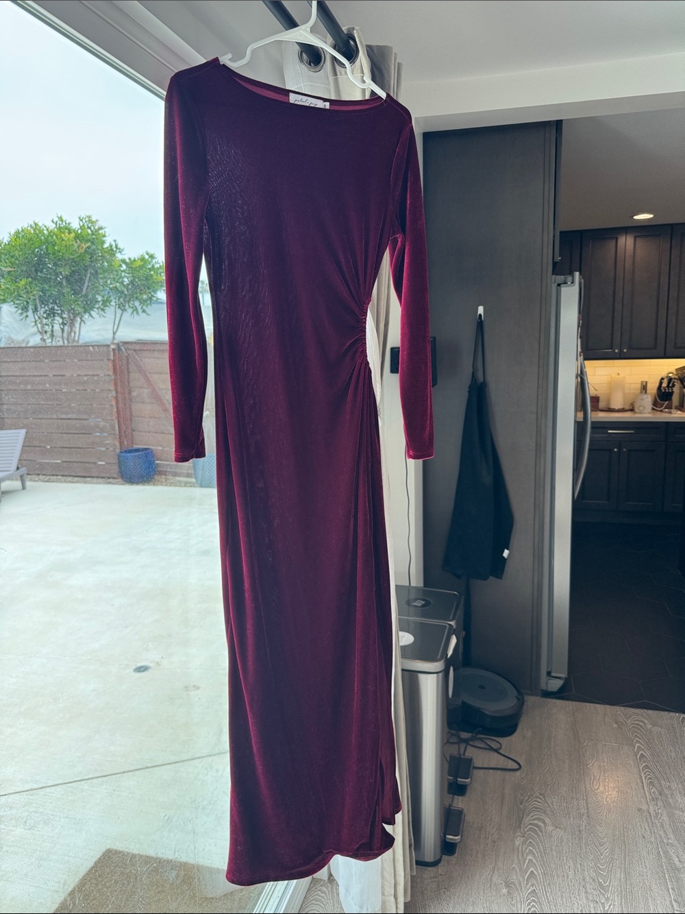 Petal and Pup Long Sleeve Burgundy Velvet Dress